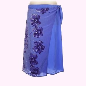 Diane Gilman Vintage Silk Sequin Embellished Wrap Skirt Size Large